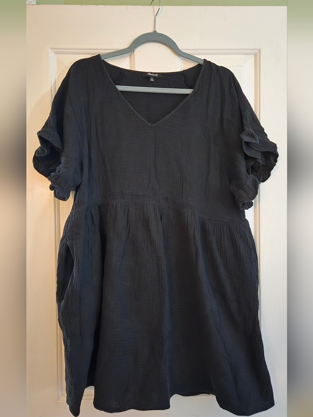 Madewell Black V-Neck Cotton Mini